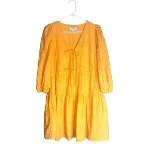 & Other Stories Vibrant Orange Floral Embroidered Mini Dress Sz 6